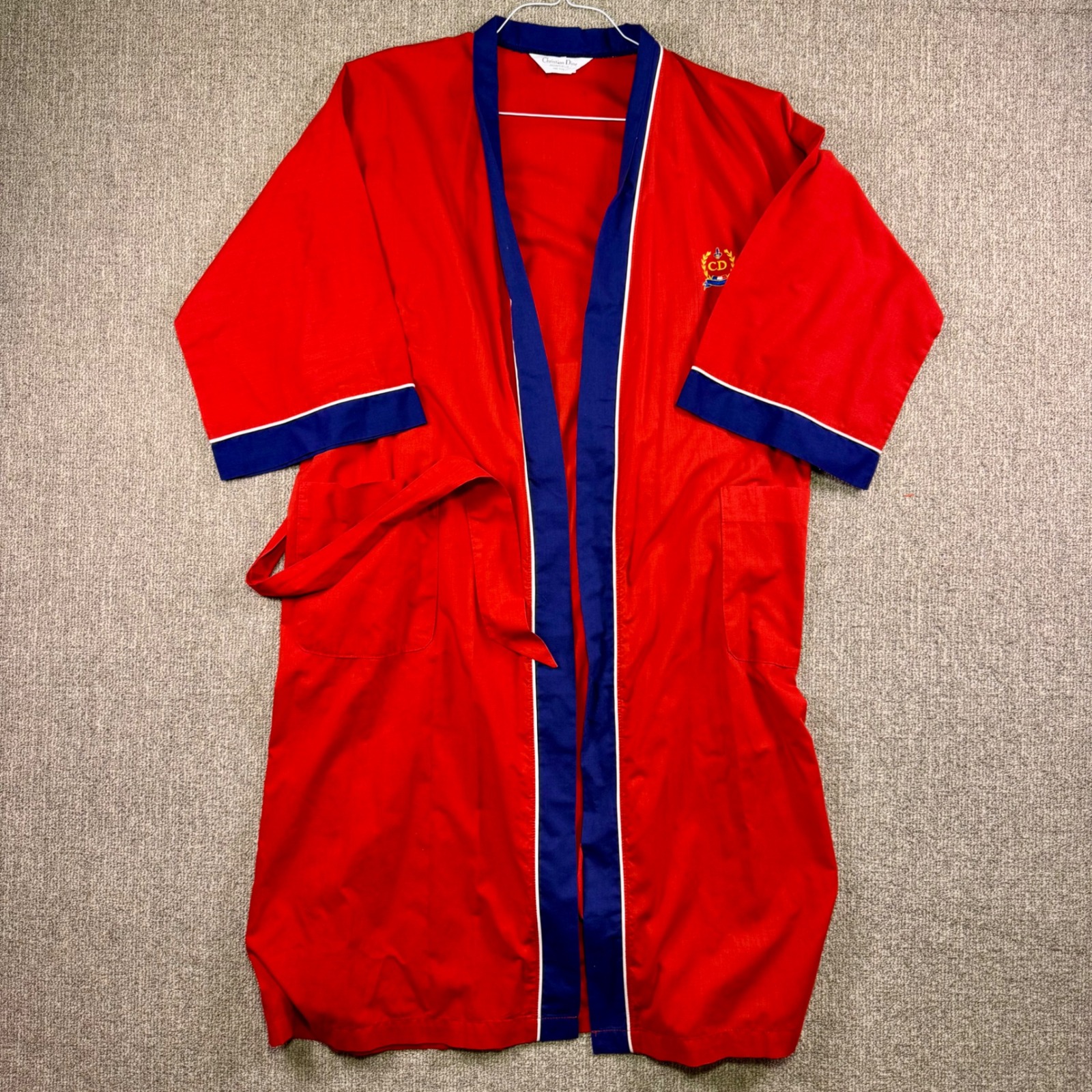 Christian Dior Robe Red Blue White Logo Men's Size Xl Bathrobe Loungewear